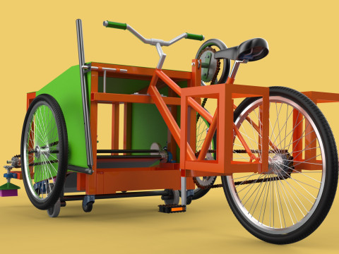 SWEEPER PEDAL BIKE TRICYCLE BICYCLE CLEANER SWAB MOP MACHINE 3D Model
