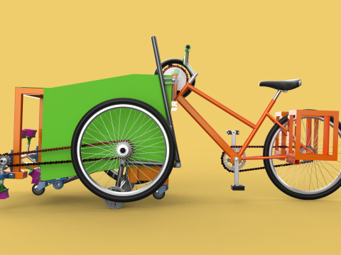SWEEPER PEDAL BIKE TRICYCLE BICYCLE CLEANER SWAB MOP MACHINE 3D Model