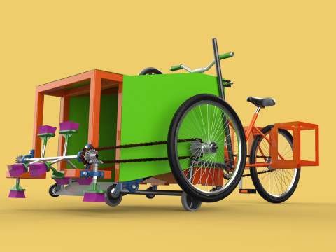 SWEEPER PEDAL BIKE TRICYCLE BICYCLE CLEANER SWAB MOP MACHINE 3D Model