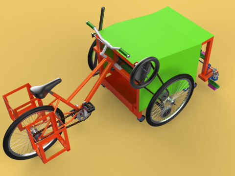SWEEPER PEDAL BIKE TRICYCLE BICYCLE CLEANER SWAB MOP MACHINE 3D Model