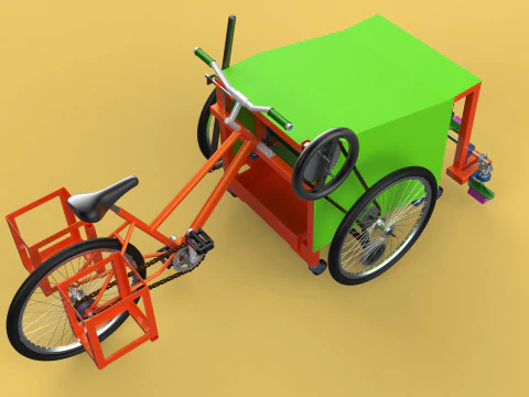 VASSOURA PEDAL BICICLETA TRICICLO BICICLETA LIMPEZA M&Aacute;QUINA DE ESFREGAR Modelo 3D