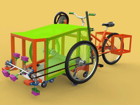 VASSOURA PEDAL BICICLETA TRICICLO BICICLETA LIMPEZA M&Aacute;QUINA DE ESFREGAR Modelo 3D