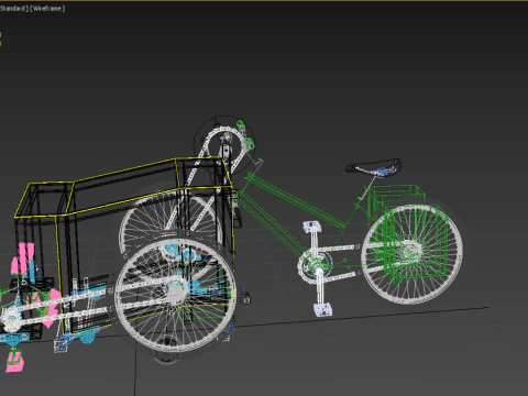 VASSOURA PEDAL BICICLETA TRICICLO BICICLETA LIMPEZA M&Aacute;QUINA DE ESFREGAR Modelo 3D