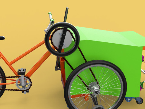 SWEEPER PEDAL BIKE TRICYCLE BICYCLE CLEANER SWAB MOP MACHINE 3D Model