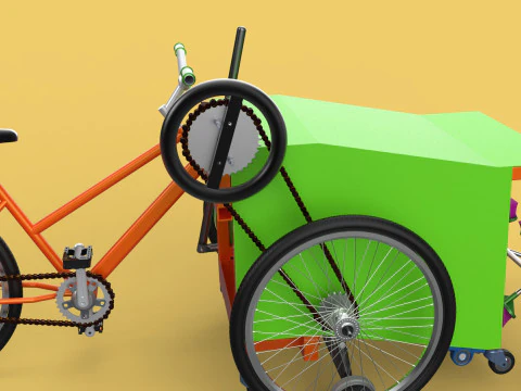 VASSOURA PEDAL BICICLETA TRICICLO BICICLETA LIMPEZA M&Aacute;QUINA DE ESFREGAR Modelo 3D