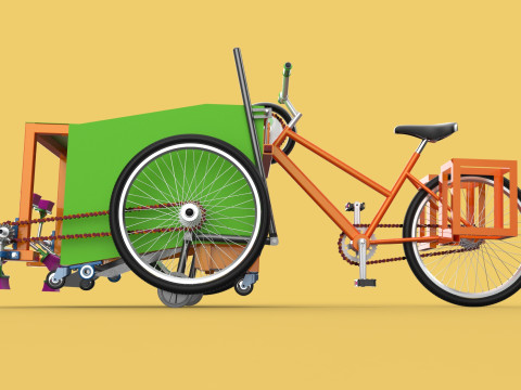 SWEEPER PEDAL BIKE TRICYCLE BICYCLE CLEANER SWAB MOP MACHINE 3D Model