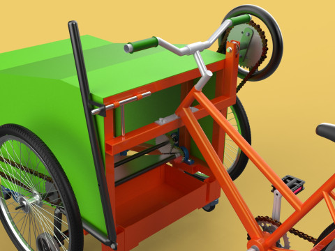SWEEPER PEDAL BIKE TRICYCLE BICYCLE CLEANER SWAB MOP MACHINE 3D Model