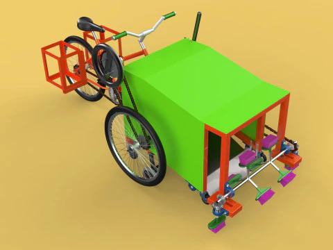 VASSOURA PEDAL BICICLETA TRICICLO BICICLETA LIMPEZA M&Aacute;QUINA DE ESFREGAR Modelo 3D