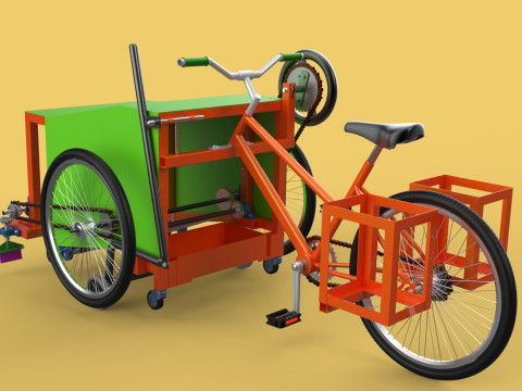 SWEEPER PEDAL BIKE TRICYCLE BICYCLE CLEANER SWAB MOP MACHINE 3D Model