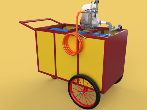 WATER MIST FIRE FIGHTING TROLLEY EXTINGUISHER MOBILE SPRAYER 3D Модель