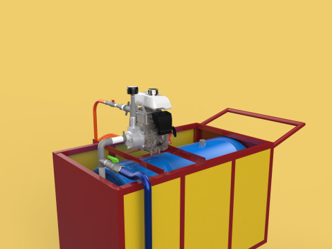 WATER MIST FIRE FIGHTING TROLLEY EXTINGUISHER MOBILE SPRAYER 3D Model