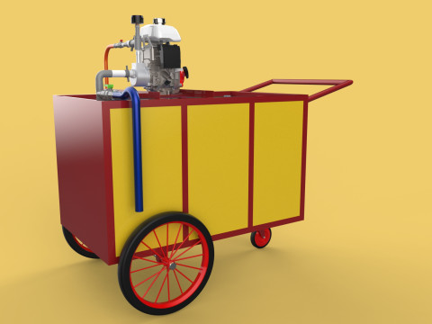 WATER MIST FIRE FIGHTING TROLLEY EXTINGUISHER MOBILE SPRAYER 3D Model