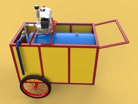 WATER MIST FIRE FIGHTING TROLLEY EXTINGUISHER MOBILE SPRAYER 3D Model