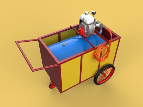 WATER MIST FIRE FIGHTING TROLLEY EXTINGUISHER MOBILE SPRAYER 3D Model