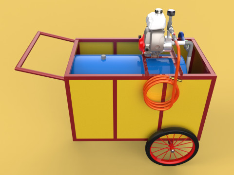 WATER MIST FIRE FIGHTING TROLLEY EXTINGUISHER MOBILE SPRAYER 3D Model