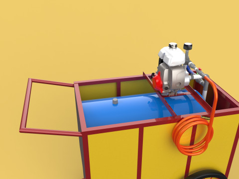 WATER MIST FIRE FIGHTING TROLLEY EXTINGUISHER MOBILE SPRAYER 3D Model