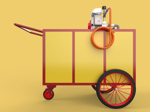 WATER MIST FIRE FIGHTING TROLLEY EXTINGUISHER MOBILE SPRAYER 3D Model