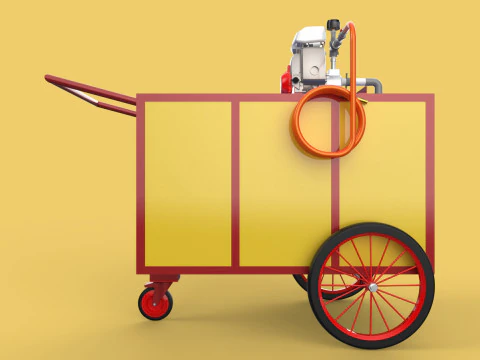 WATER MIST FIRE FIGHTING TROLLEY EXTINGUISHER MOBILE SPRAYER 3D Model