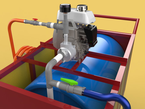 WATER MIST FIRE FIGHTING TROLLEY EXTINGUISHER MOBILE SPRAYER 3D Model