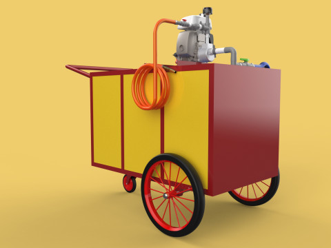 WATER MIST FIRE FIGHTING TROLLEY EXTINGUISHER MOBILE SPRAYER 3D Model
