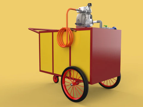 WATER MIST FIRE FIGHTING TROLLEY EXTINGUISHER MOBILE SPRAYER 3D Model