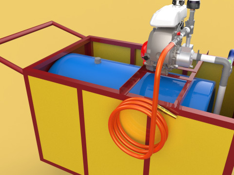 WATER MIST FIRE FIGHTING TROLLEY EXTINGUISHER MOBILE SPRAYER 3D Model