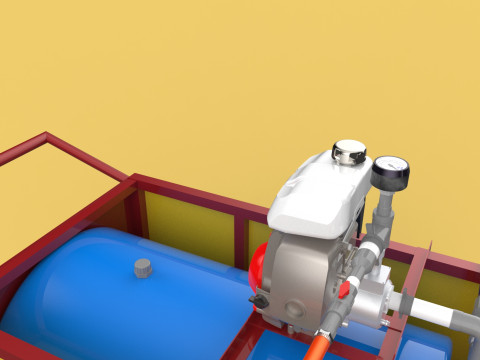 WATER MIST FIRE FIGHTING TROLLEY EXTINGUISHER MOBILE SPRAYER 3D Model
