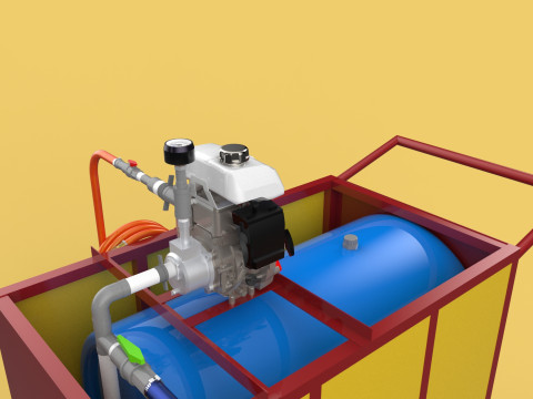 WATER MIST FIRE FIGHTING TROLLEY EXTINGUISHER MOBILE SPRAYER 3D Model