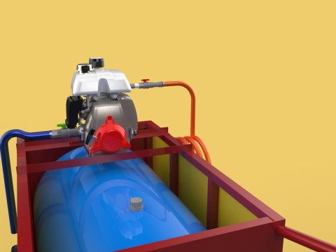 WATER MIST FIRE FIGHTING TROLLEY EXTINGUISHER MOBILE SPRAYER 3D Model