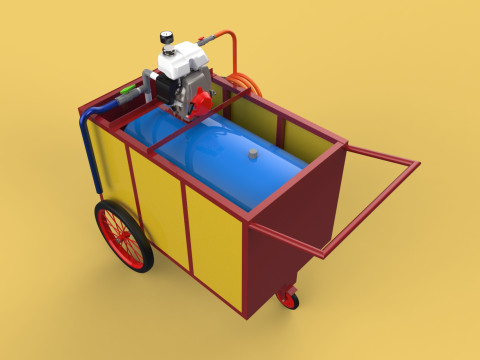 WATER MIST FIRE FIGHTING TROLLEY EXTINGUISHER MOBILE SPRAYER 3D Model