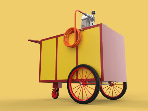 WATER MIST FIRE FIGHTING TROLLEY EXTINGUISHER MOBILE SPRAYER 3D Model