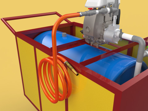 WATER MIST FIRE FIGHTING TROLLEY EXTINGUISHER MOBILE SPRAYER 3D Model