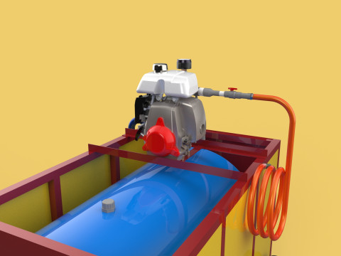 WATER MIST FIRE FIGHTING TROLLEY EXTINGUISHER MOBILE SPRAYER 3D Model