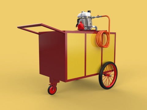 WATER MIST FIRE FIGHTING TROLLEY EXTINGUISHER MOBILE SPRAYER 3D Model