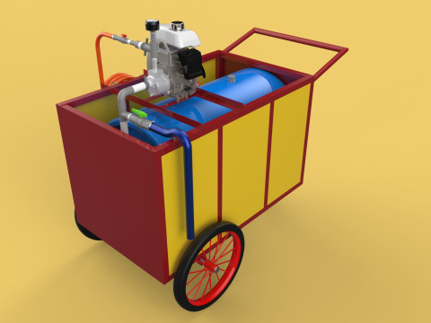 WATER MIST FIRE FIGHTING TROLLEY EXTINGUISHER MOBILE SPRAYER 3D Model