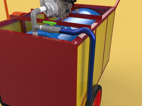 WATER MIST FIRE FIGHTING TROLLEY EXTINGUISHER MOBILE SPRAYER 3D Model