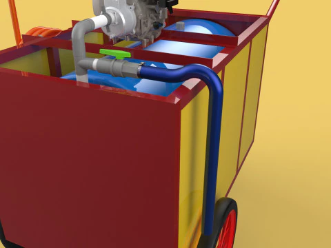 WATER MIST FIRE FIGHTING TROLLEY EXTINGUISHER MOBILE SPRAYER 3D Model