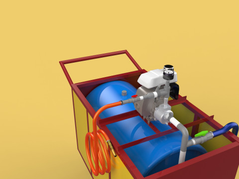 WATER MIST FIRE FIGHTING TROLLEY EXTINGUISHER MOBILE SPRAYER 3D Model