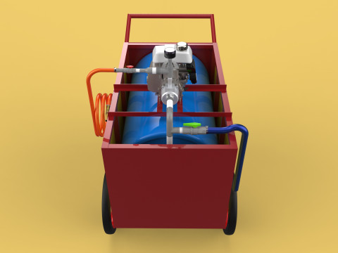 WATER MIST FIRE FIGHTING TROLLEY EXTINGUISHER MOBILE SPRAYER 3D Model