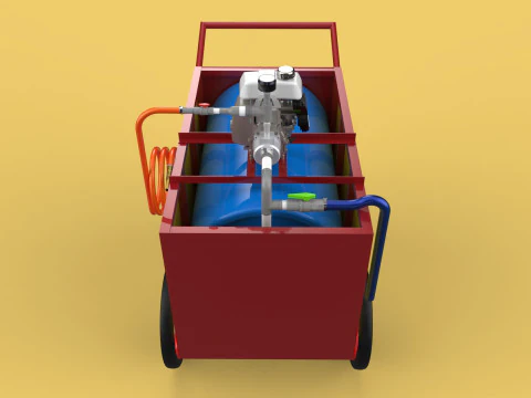 WATER MIST FIRE FIGHTING TROLLEY EXTINGUISHER MOBILE SPRAYER 3D Model