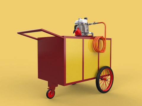 WATER MIST FIRE FIGHTING TROLLEY EXTINGUISHER MOBILE SPRAYER 3D Model