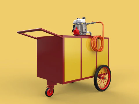 WATER MIST FIRE FIGHTING TROLLEY EXTINGUISHER MOBILE SPRAYER 3D Model