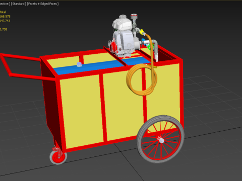 WATER MIST FIRE FIGHTING TROLLEY EXTINGUISHER MOBILE SPRAYER 3D Model