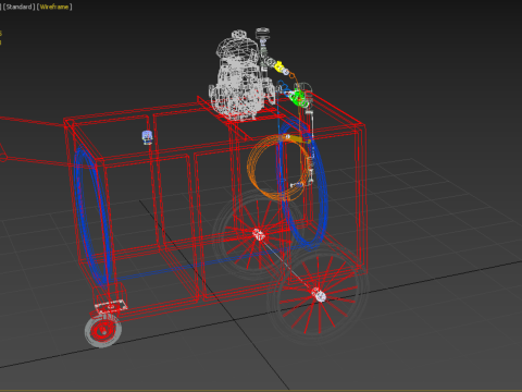 WATER MIST FIRE FIGHTING TROLLEY EXTINGUISHER MOBILE SPRAYER 3D Model