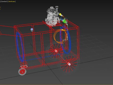 WATER MIST FIRE FIGHTING TROLLEY EXTINGUISHER MOBILE SPRAYER 3D Model