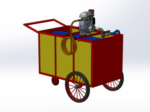 WATER MIST FIRE FIGHTING TROLLEY EXTINGUISHER MOBILE SPRAYER 3D Model