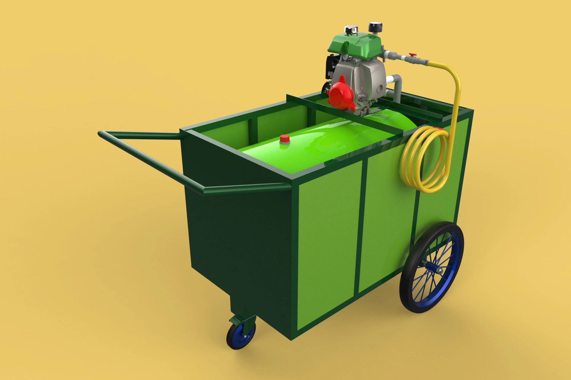 AGRICULTURE TANK GARDEN PRESSURE SPRAYER TROLLEY WASHING CART 3D Model .c4d .max .obj .3ds .fbx .stl .blend 