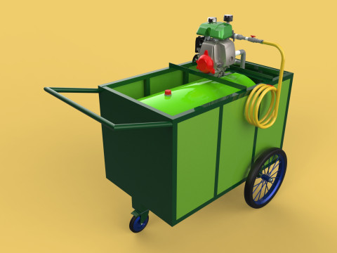 AGRICULTURE TANK GARDEN PRESSURE SPRAYER TROLLEY WASHING CART 3D Model
