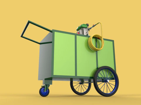 AGRICULTURE TANK GARDEN PRESSURE SPRAYER TROLLEY WASHING CART 3D Model