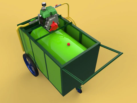 AGRICULTURE TANK GARDEN PRESSURE SPRAYER TROLLEY WASHING CART 3D Model